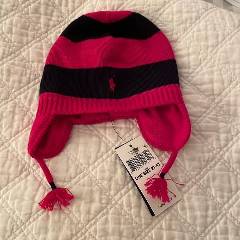 Polo cotton ear flap hat with fleece lining